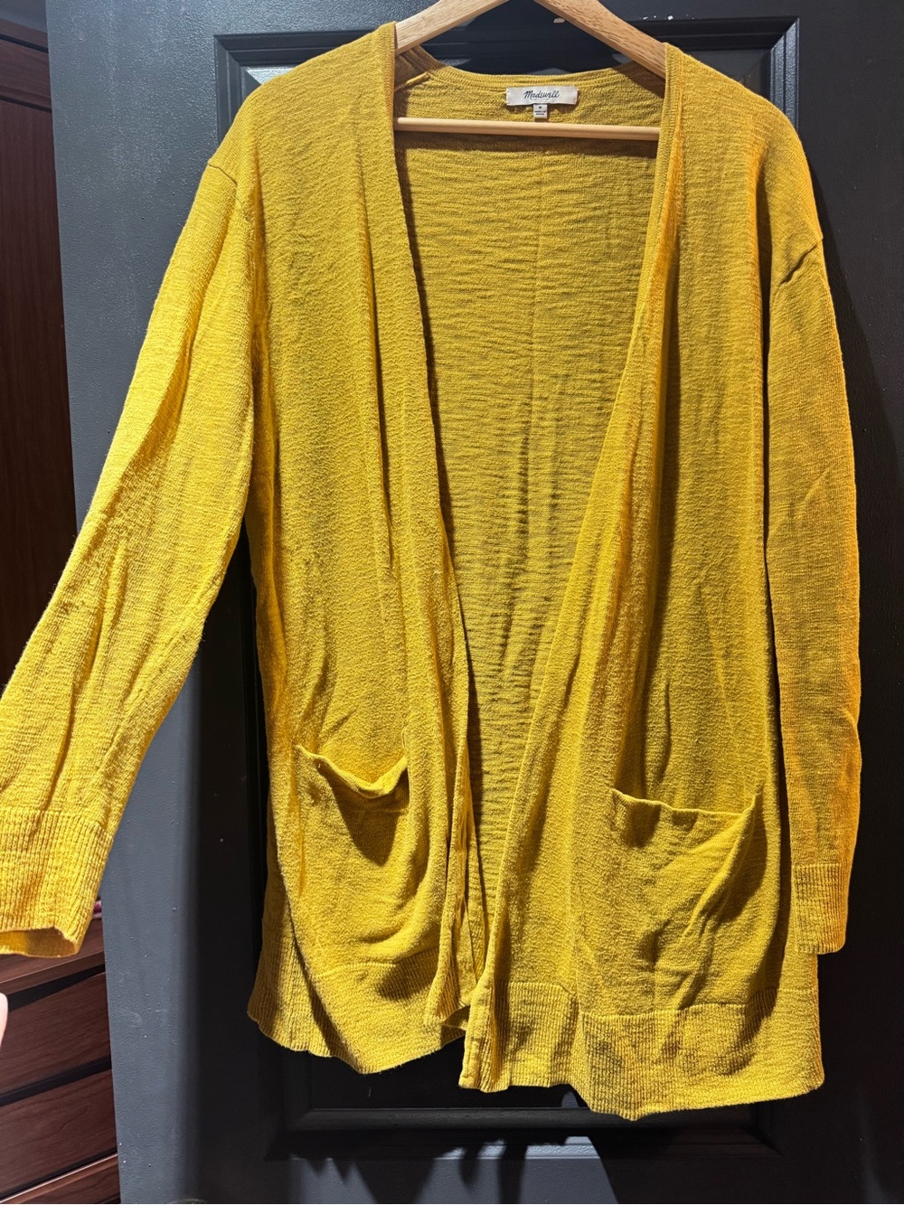 Madewell Open-Front Mustard Cardigan with Pockets
